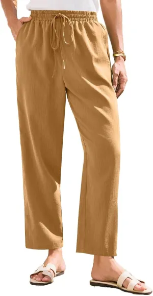 Linen Pants for Women, Linen Casual Pants Straight Leg Plus Size Peasant