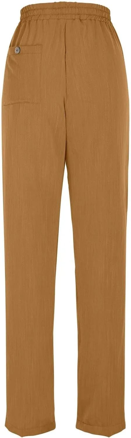 Linen Pants for Women, Linen Casual Pants Straight Leg Plus Size Peasant