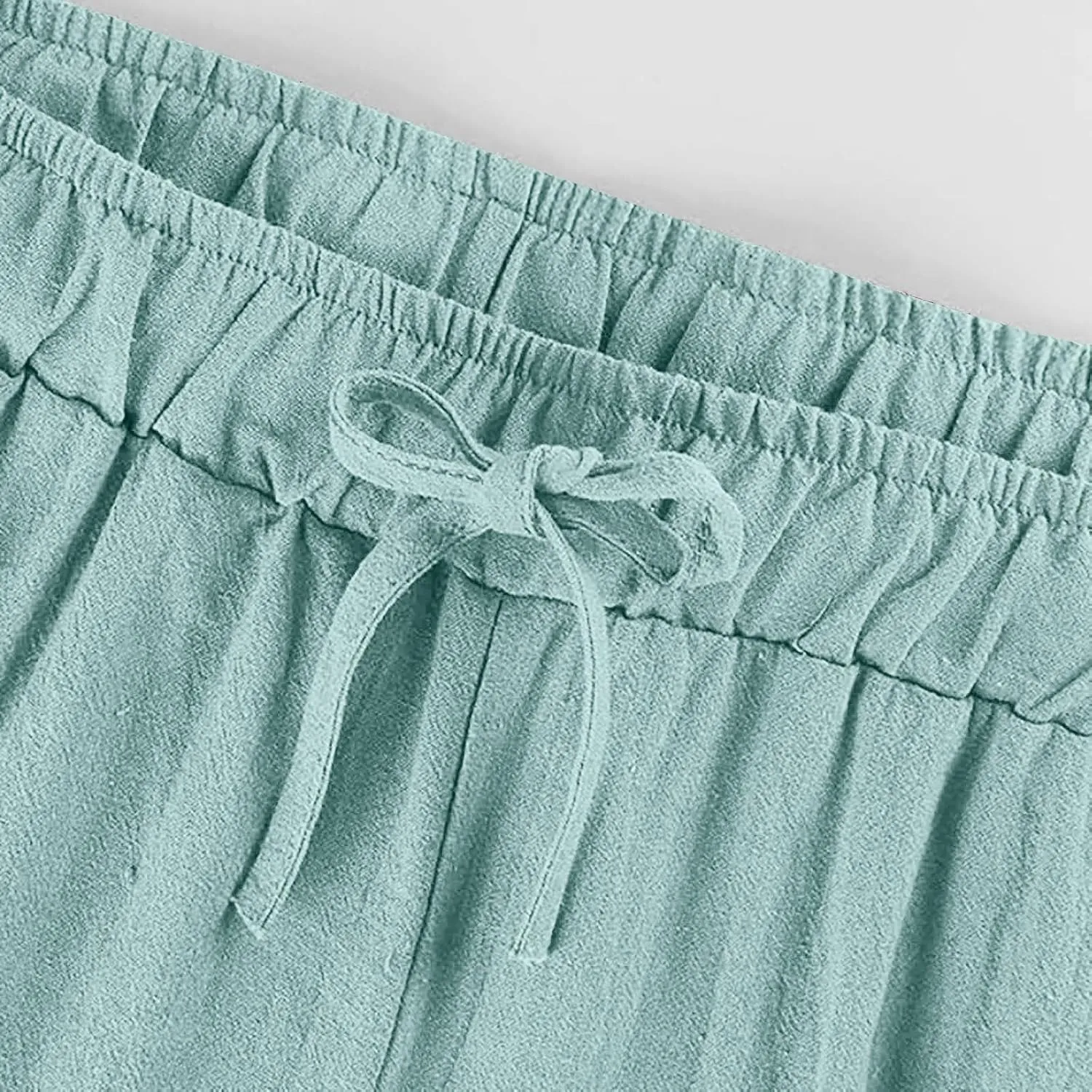 Linen Pants Women High Waisted Drawstring Palazzo Pants 2025 Flowy Wide Leg Trouser with Pockets Beach Vacation Clothes