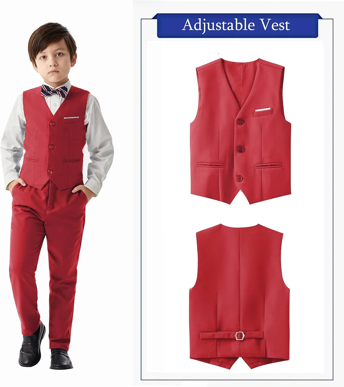 MAGE MALE Boys Multiple Colour Formal Dress Suits 5 Piece Slim Fit Dresswear Suit Set with Kids Suspenders