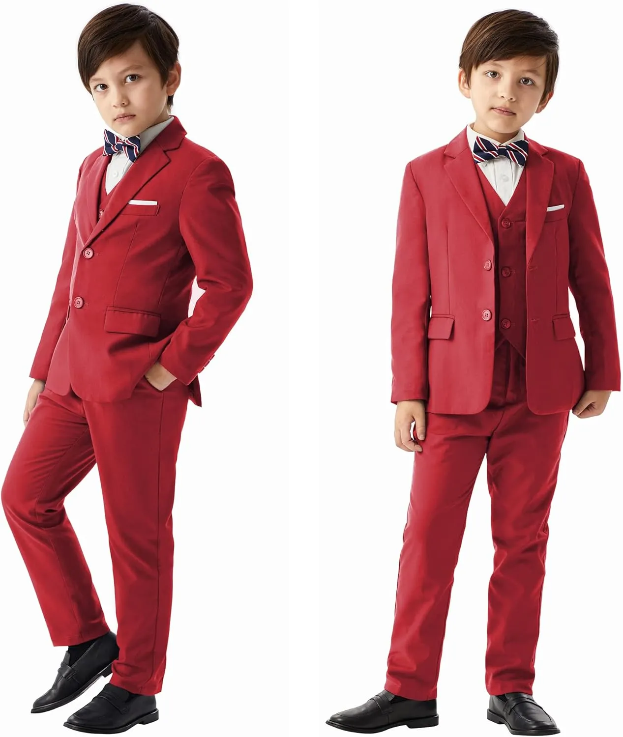 MAGE MALE Boys Multiple Colour Formal Dress Suits 5 Piece Slim Fit Dresswear Suit Set with Kids Suspenders