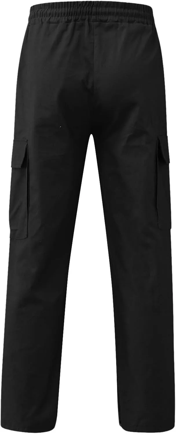 Mens Cargo Pants Casual Joggers Hiking Pants Loose Straight Athletic Workout Sweatpants with Pockets