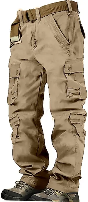 Men's Cargo Pants High Street Leisure Loose Sports Running Solid Color Lace Up Cargo Mens Outdoor Hiking Cargo Pants