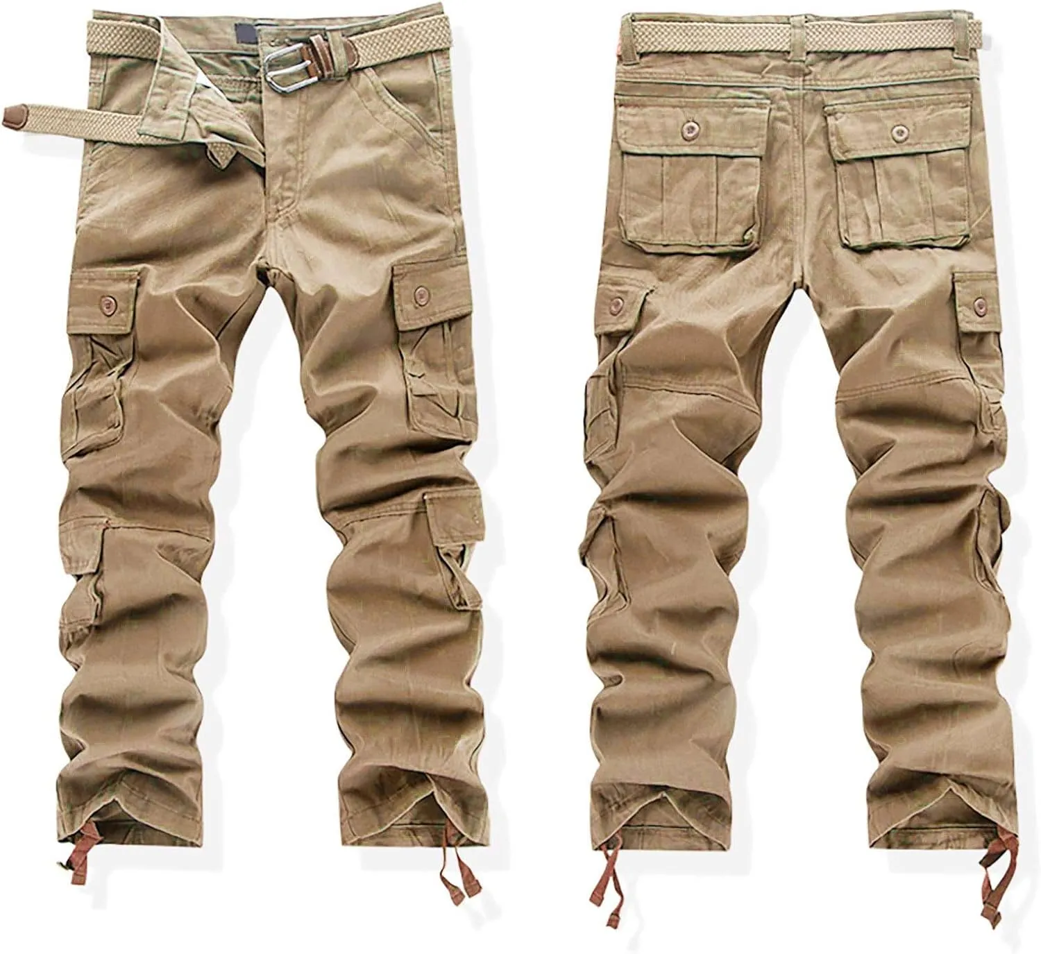 Men's Cargo Pants High Street Leisure Loose Sports Running Solid Color Lace Up Cargo Mens Outdoor Hiking Cargo Pants