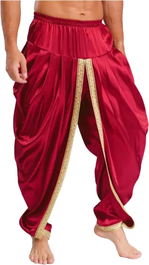 Men's Casual Harem Pants Palazzo Trousers Tribal Arabic Halloween Cosplay Pants Hippie Trousers