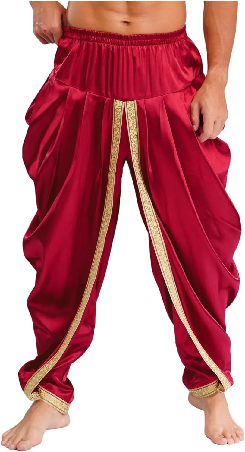 Men's Casual Harem Pants Palazzo Trousers Tribal Arabic Halloween Cosplay Pants Hippie Trousers