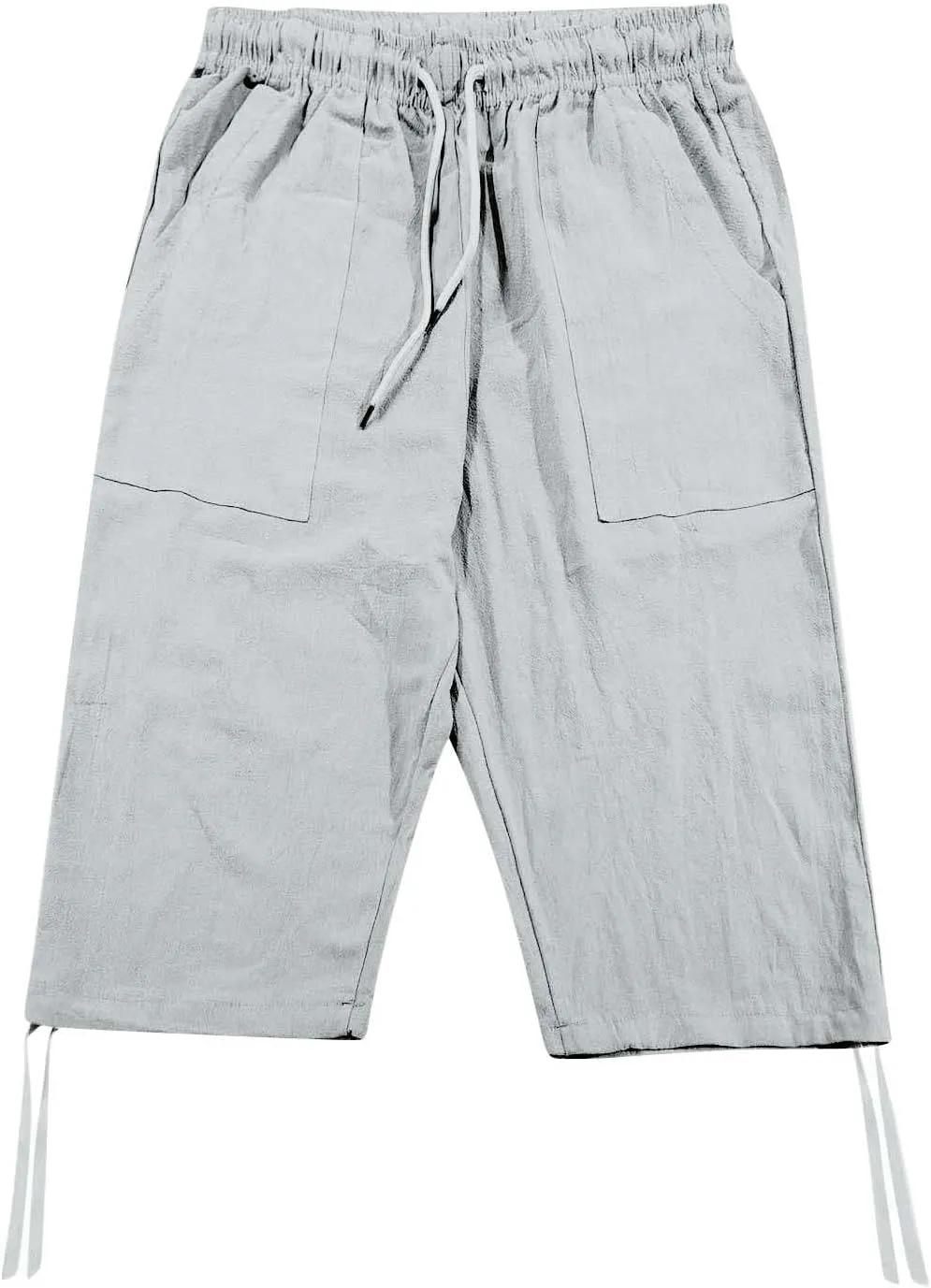 Mens Casual Linen Pants Summer Elastic Waist Straight Leg Loose Fit Beach Slacks Joggers Sweatpants, Tactical Pants Men