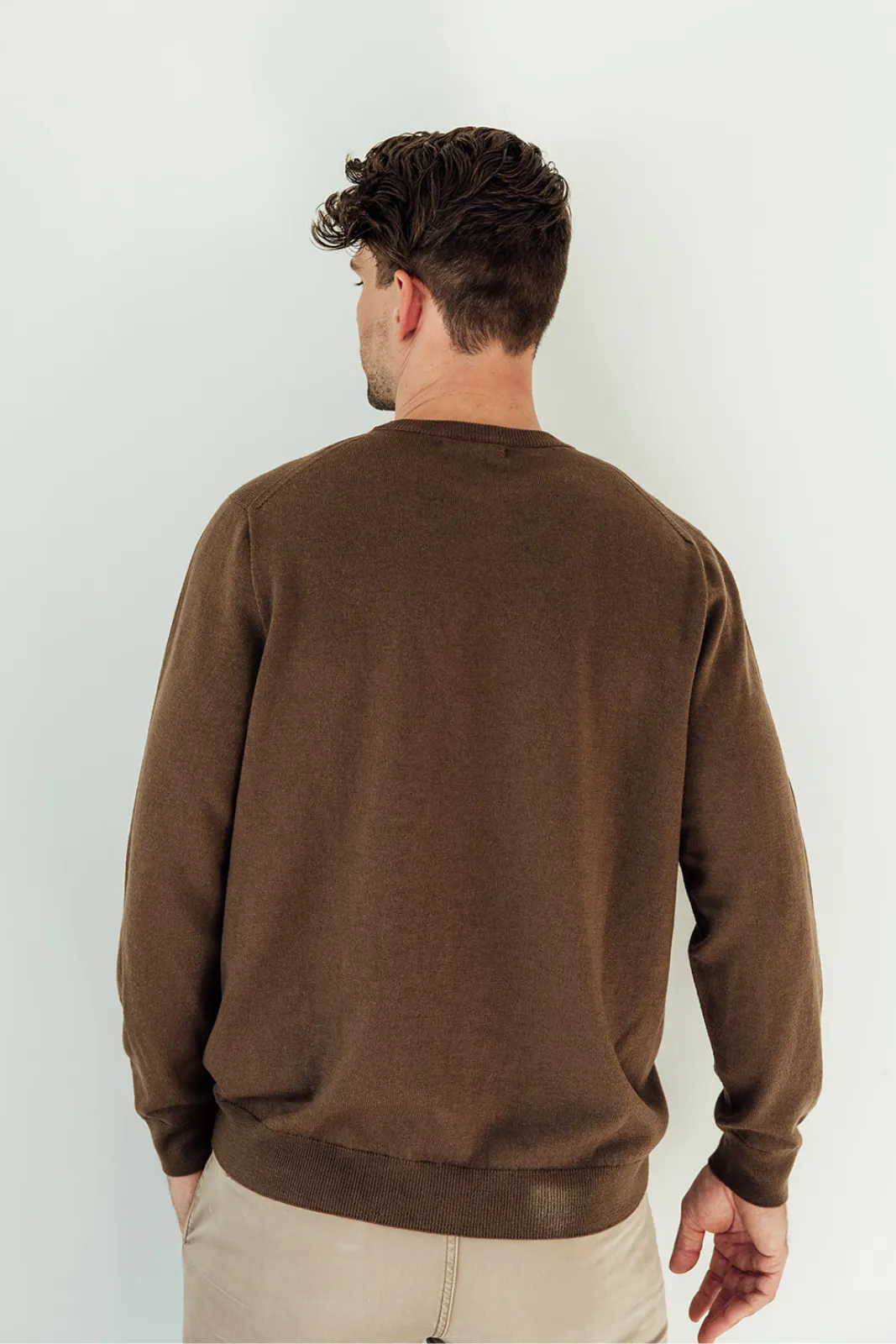Mens Classic Merino Crew - Hazelnut