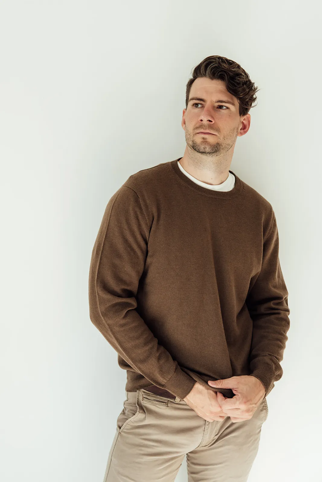 Mens Classic Merino Crew - Hazelnut
