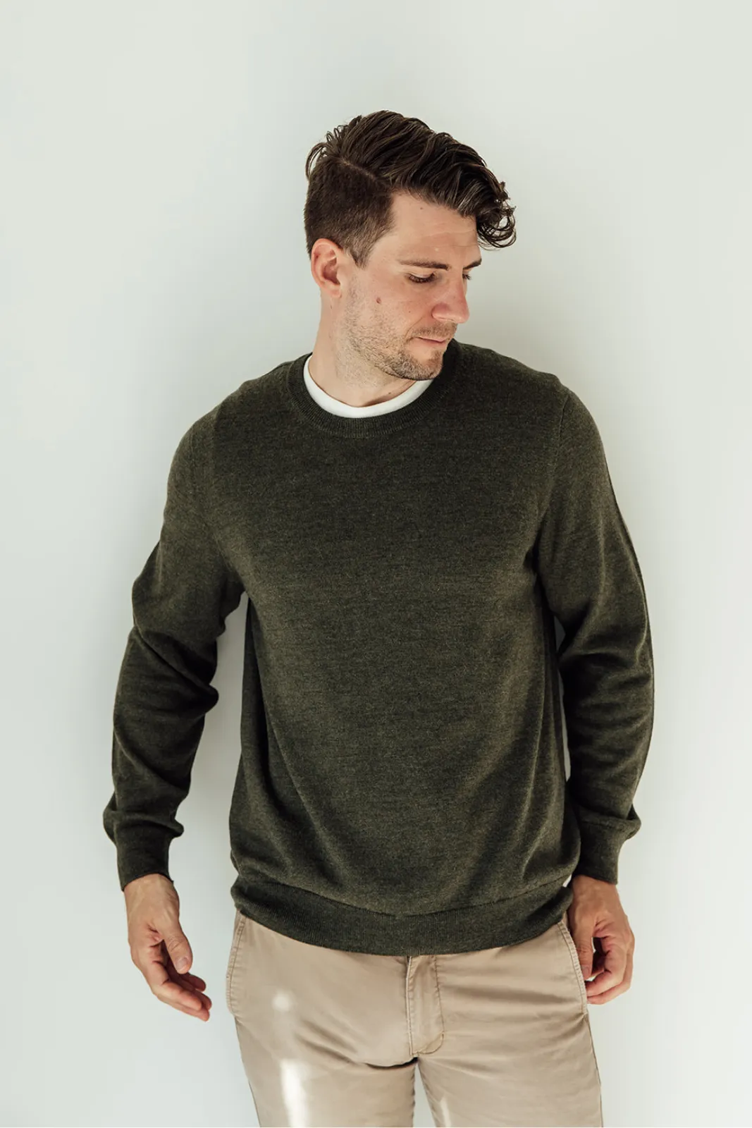 Mens Classic Merino Crew - Pine