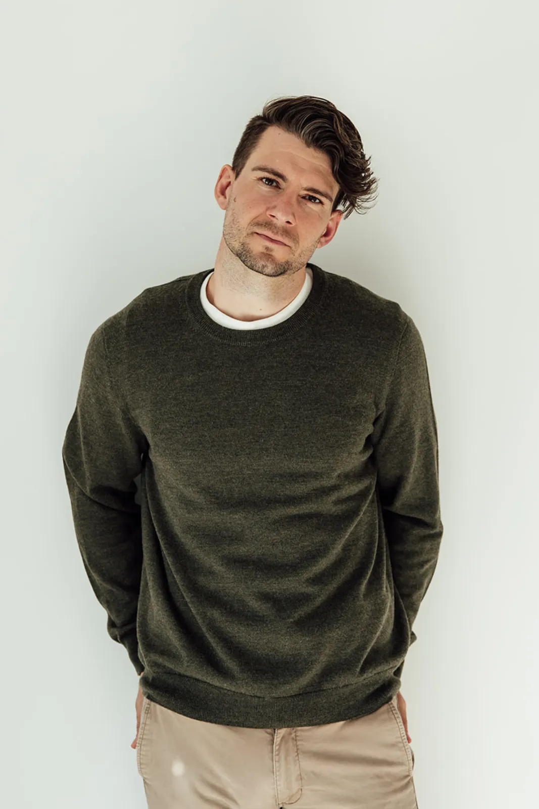 Mens Classic Merino Crew - Pine