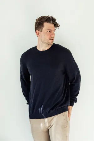 Mens Classic Merino Crew - Wakatipu Blue