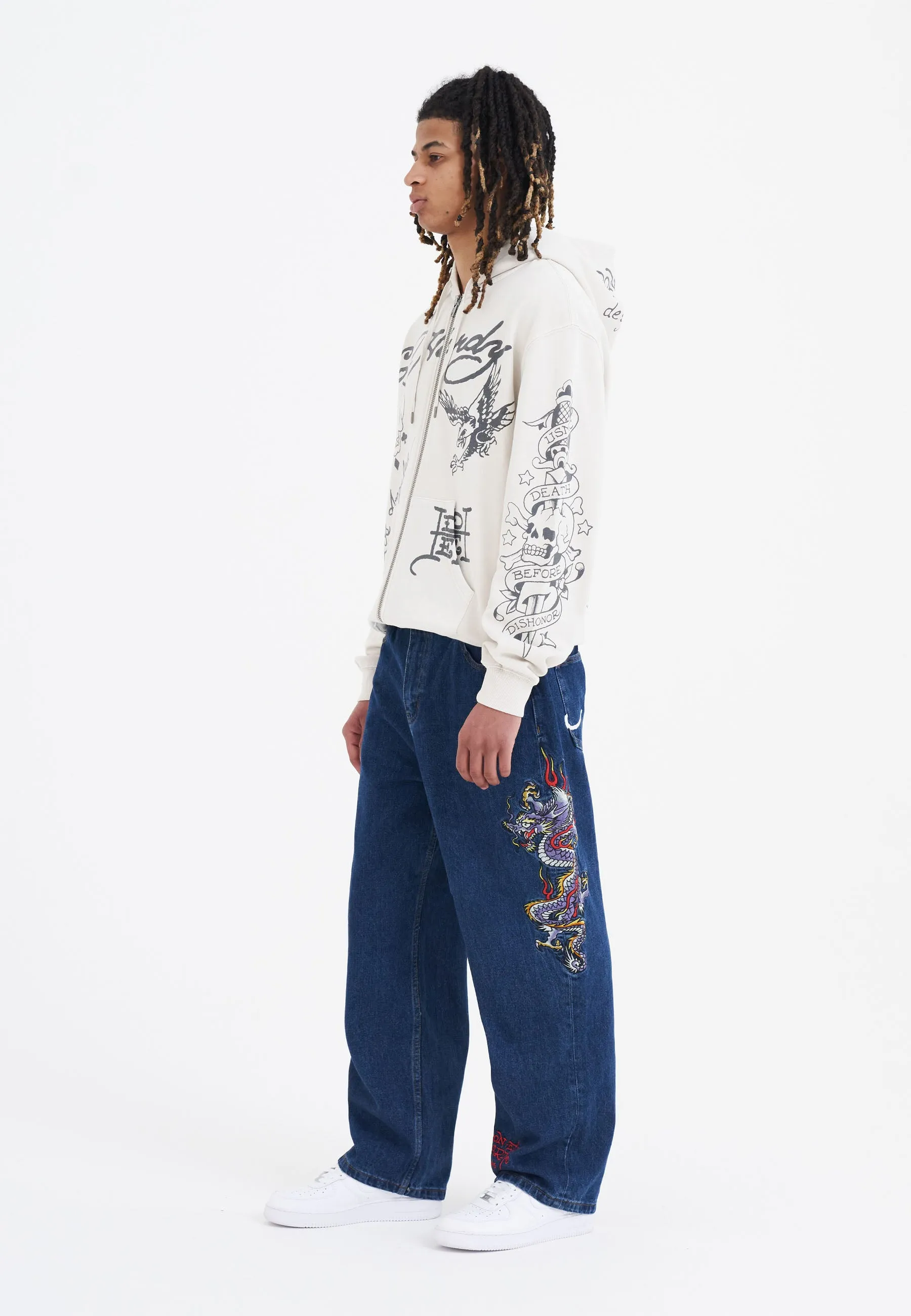Mens Death-Before Mono Hoodie - White