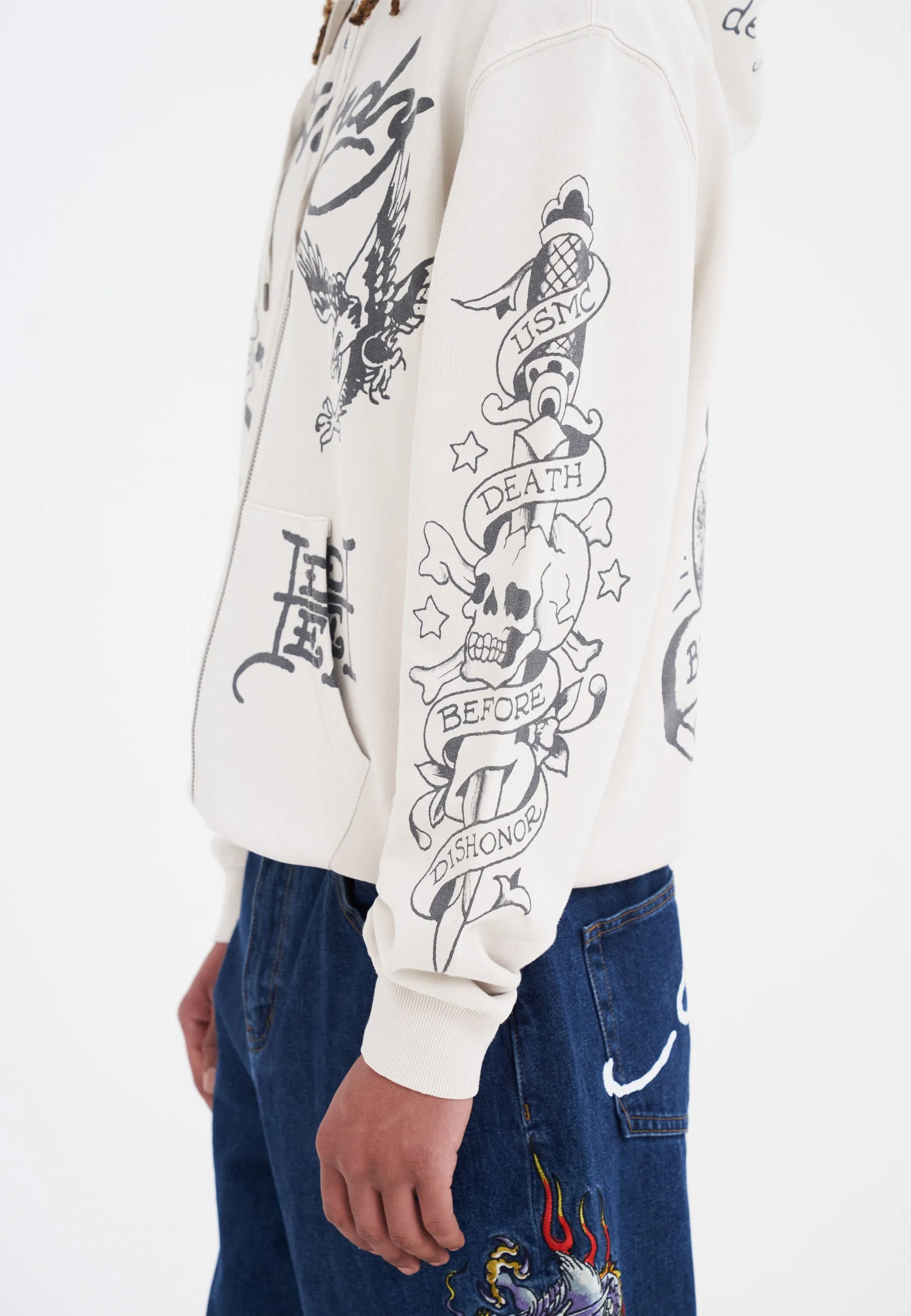 Mens Death-Before Mono Hoodie - White