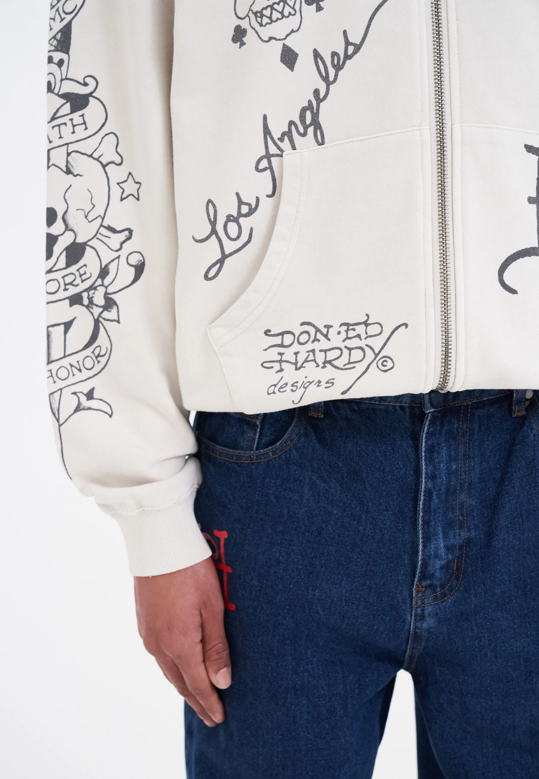 Mens Death-Before Mono Hoodie - White