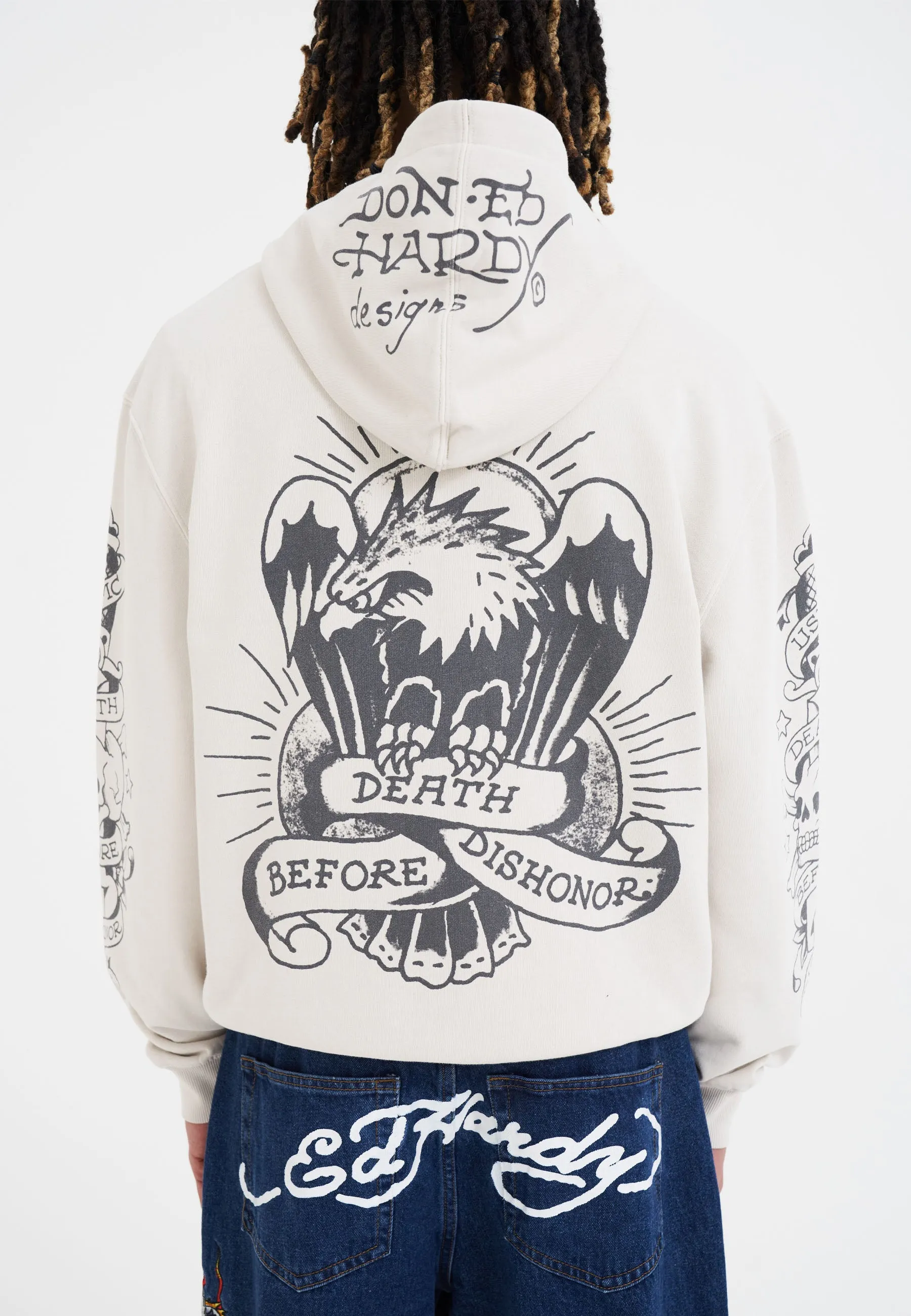 Mens Death-Before Mono Hoodie - White