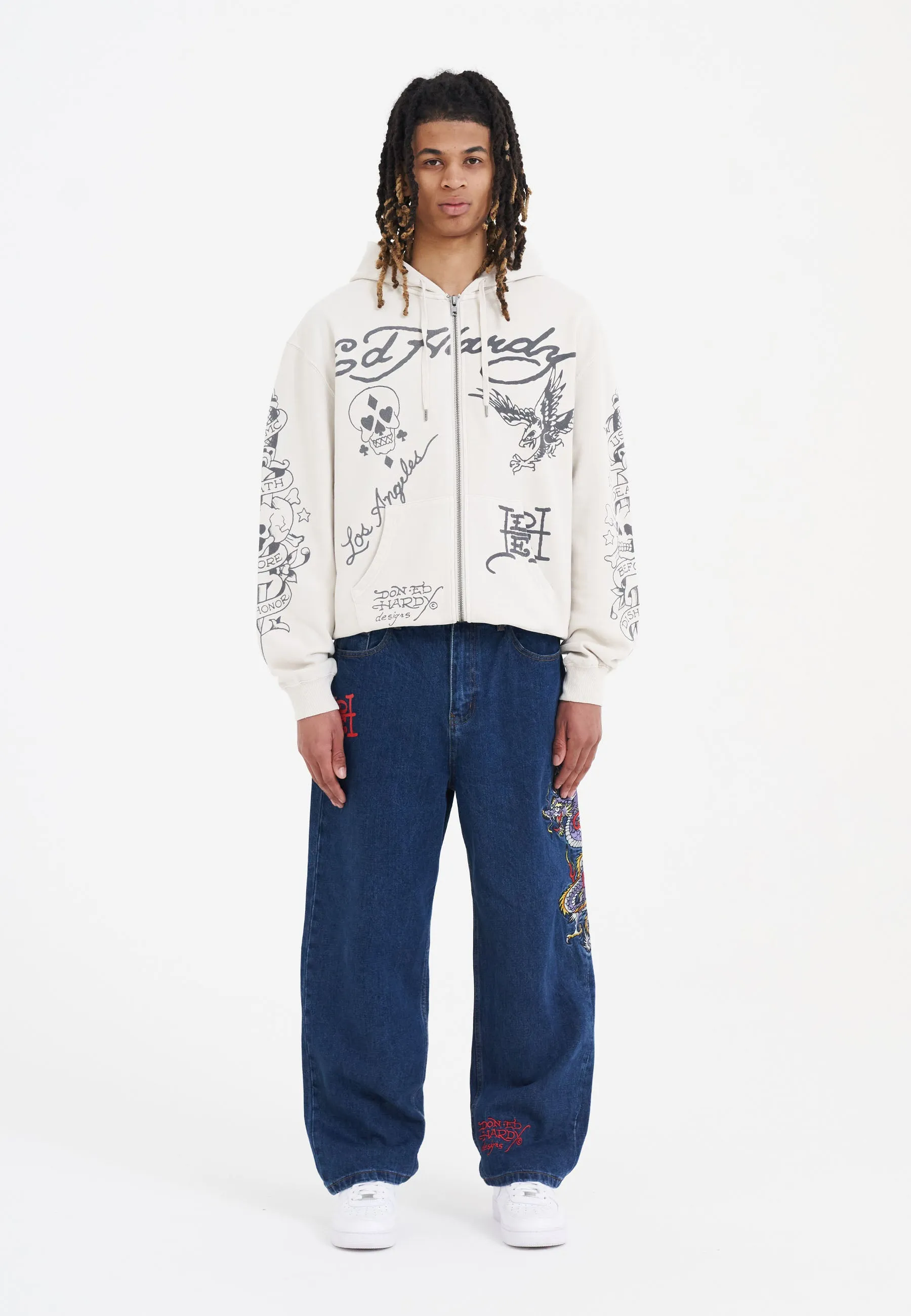 Mens Death-Before Mono Hoodie - White