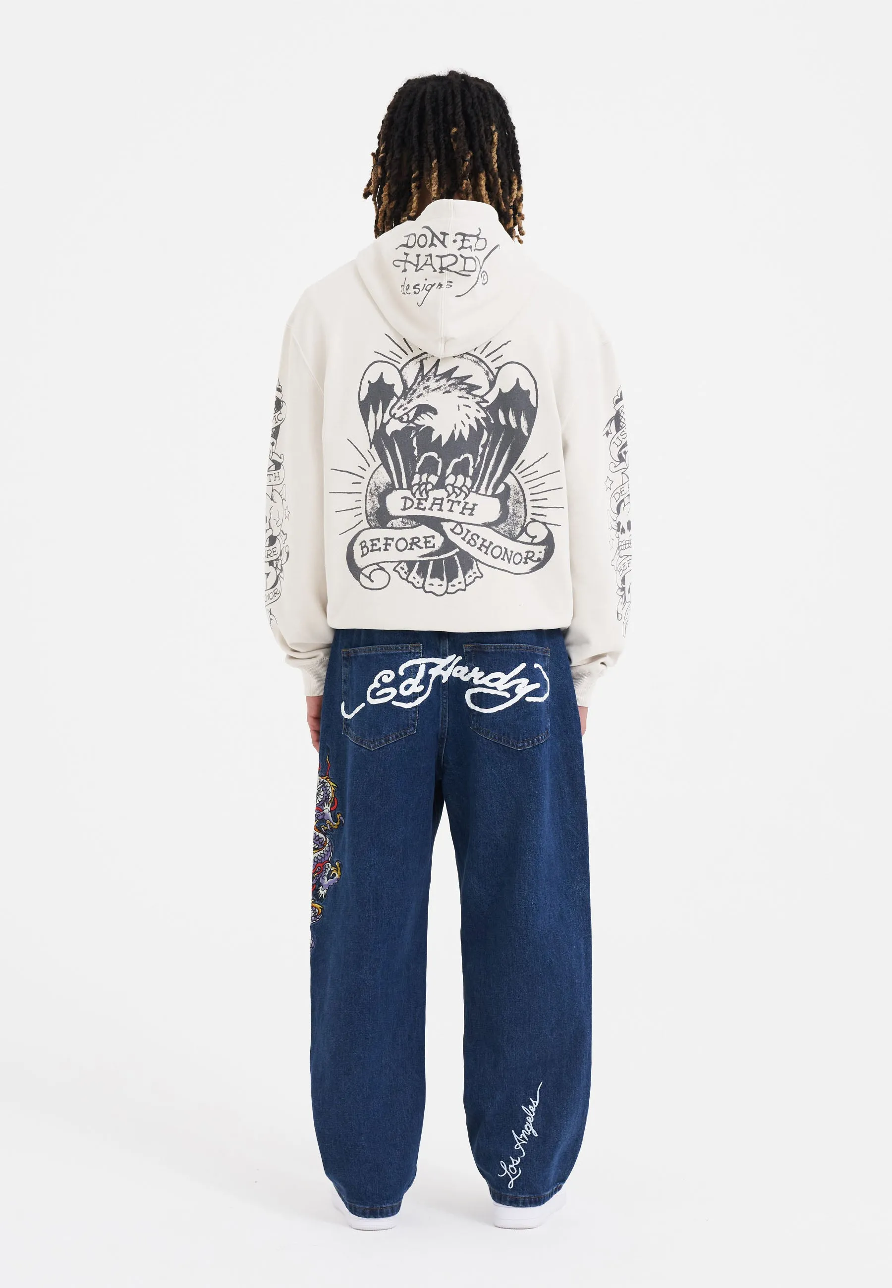 Mens Death-Before Mono Hoodie - White