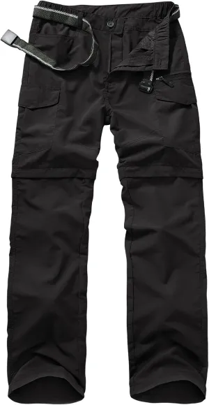 Mens Hiking Convertible Pants Quick Dry Zip Off Lightweight Cargo Fishing Work Pants Trousers with Belt