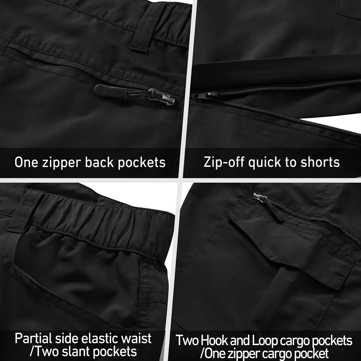Mens Hiking Convertible Pants Quick Dry Zip Off Lightweight Cargo Fishing Work Pants Trousers with Belt