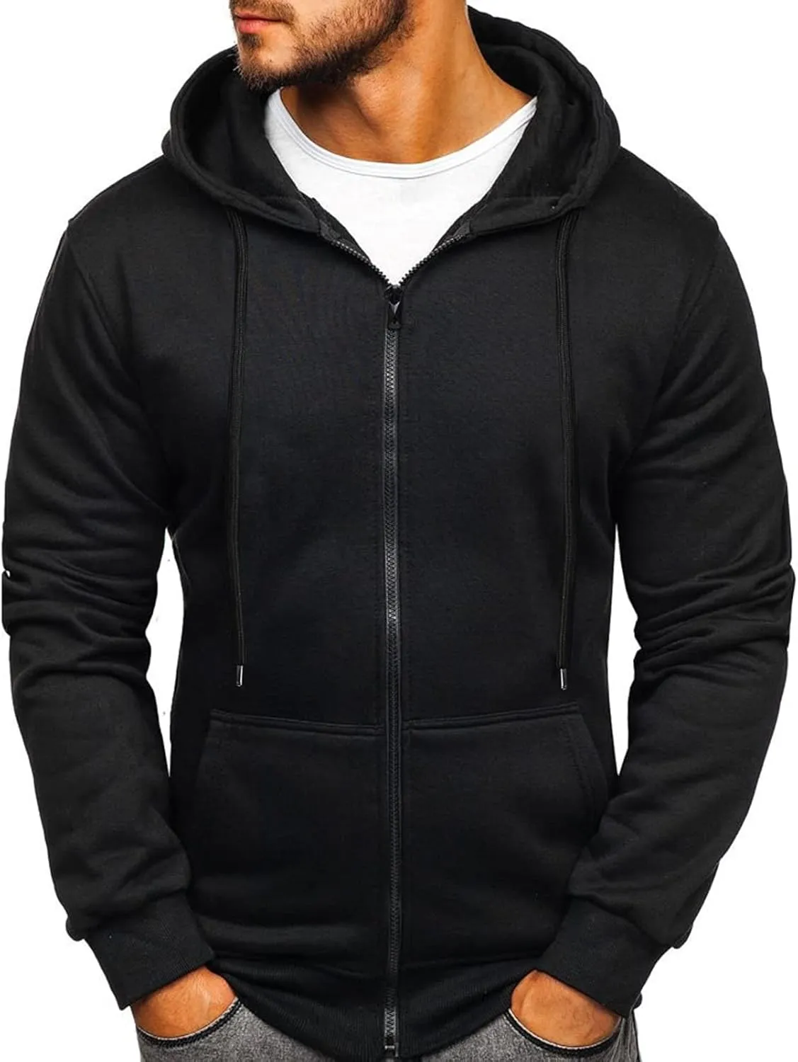 Men's Hooded Fleece Sweatshirt Hooded Shirt Sweat Men Luxury Hoodie With Zip Pockets Men's Hooded Fleece Sweatshirt