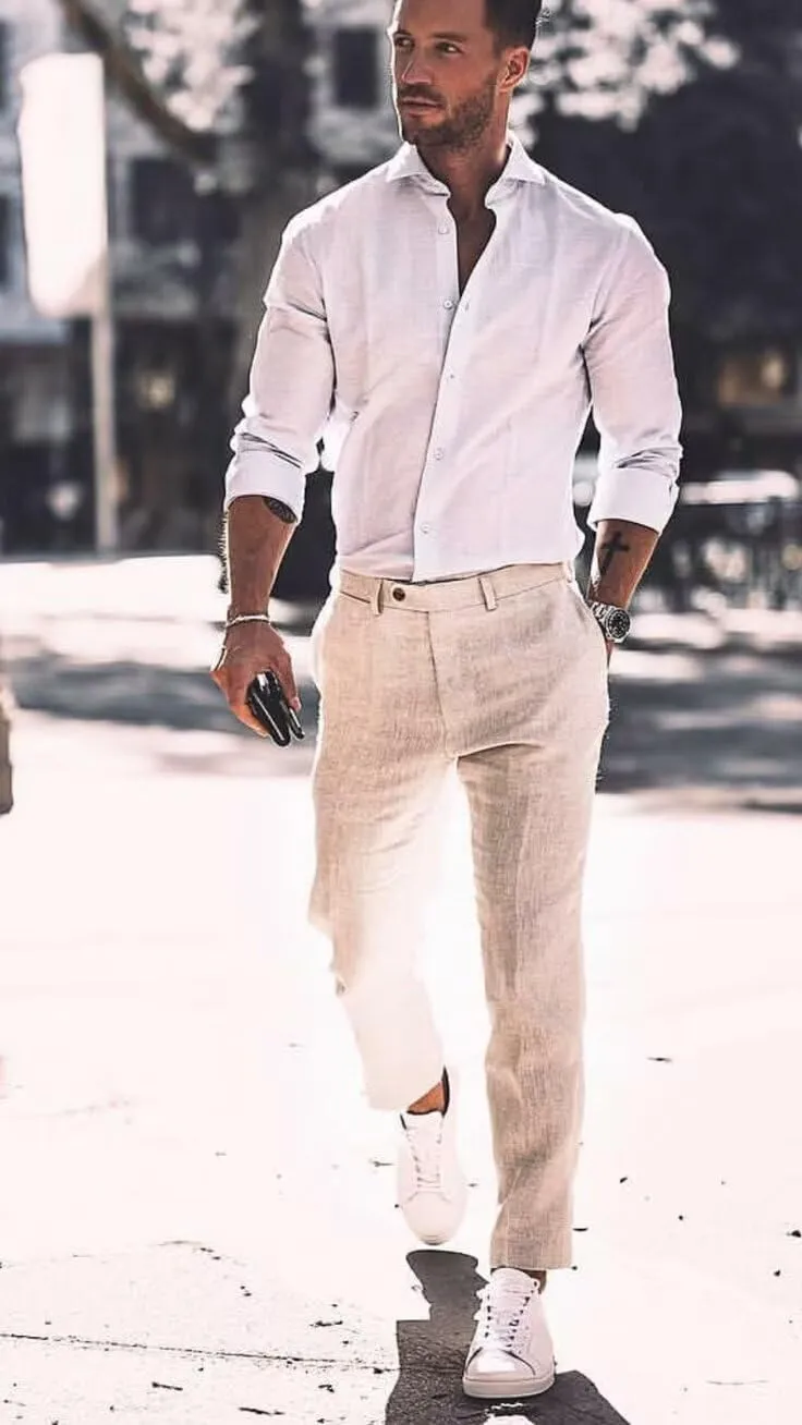 Mens Linen Dress Pants Regular Fit Vintage Suit Trouser Lightweight Summer Casual Suit Pants Long for Men