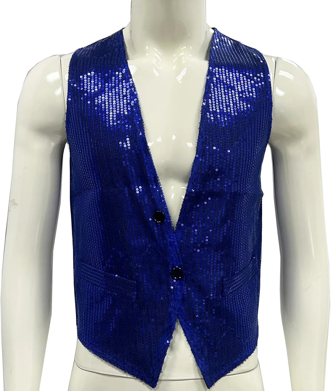 Men's Sequins Vest Slim Fit Christmas Party Vest Hip Hop Disco Dance Waistcoat Performance Show Jacket