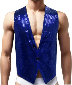 Men's Sequins Vest Slim Fit Christmas Party Vest Hip Hop Disco Dance Waistcoat Performance Show Jacket