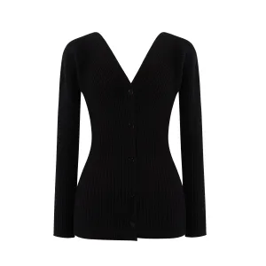 Merino Deep V Knit Cardigan