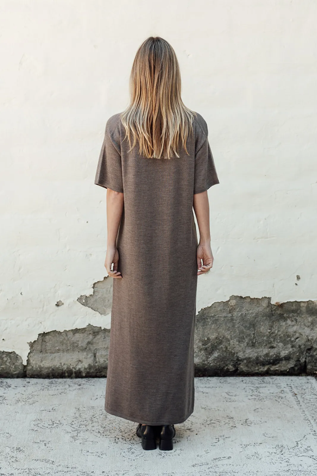Merino T-Shirt Dress - Cinnamon