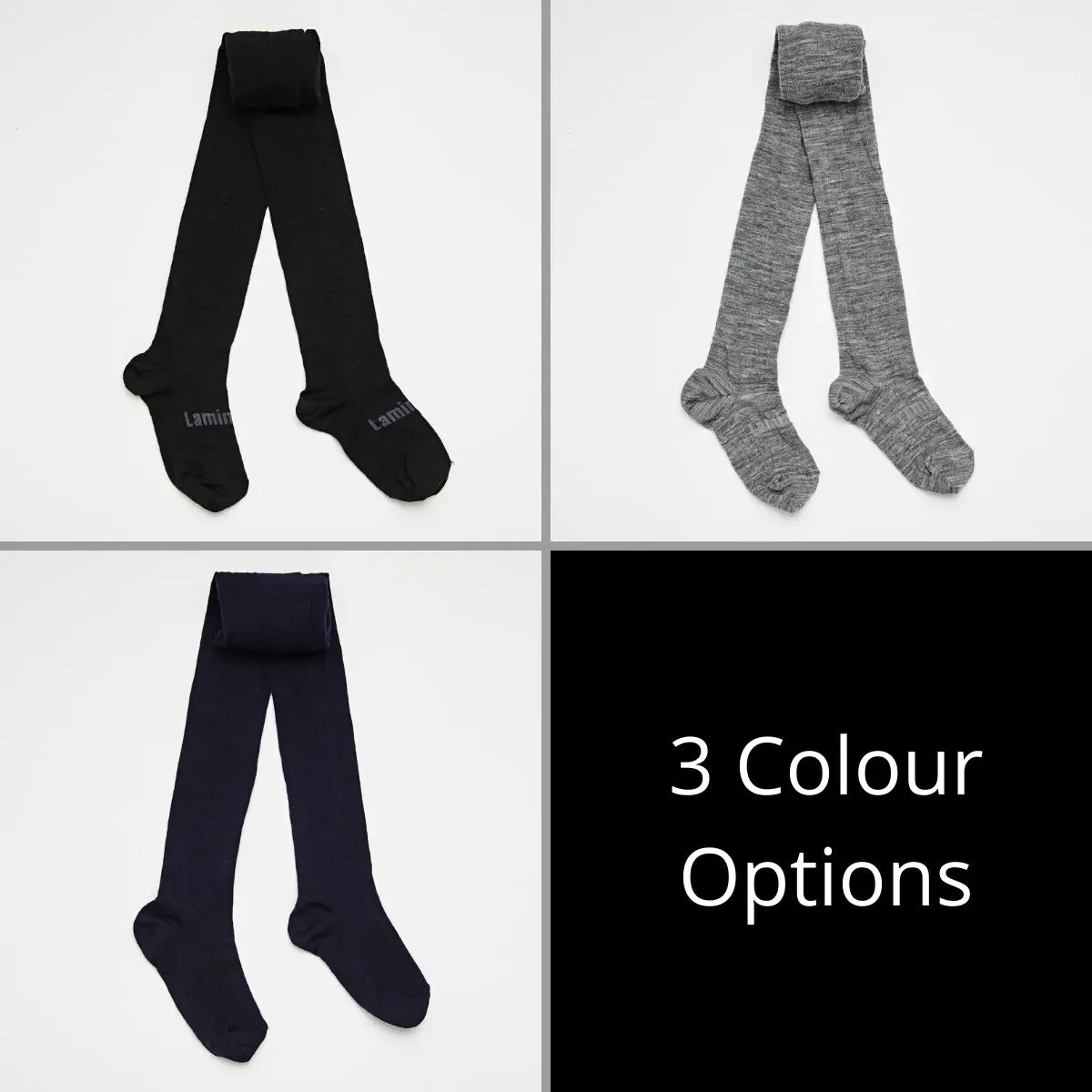 Merino Wool Flat Knit Plain Tights Navy
