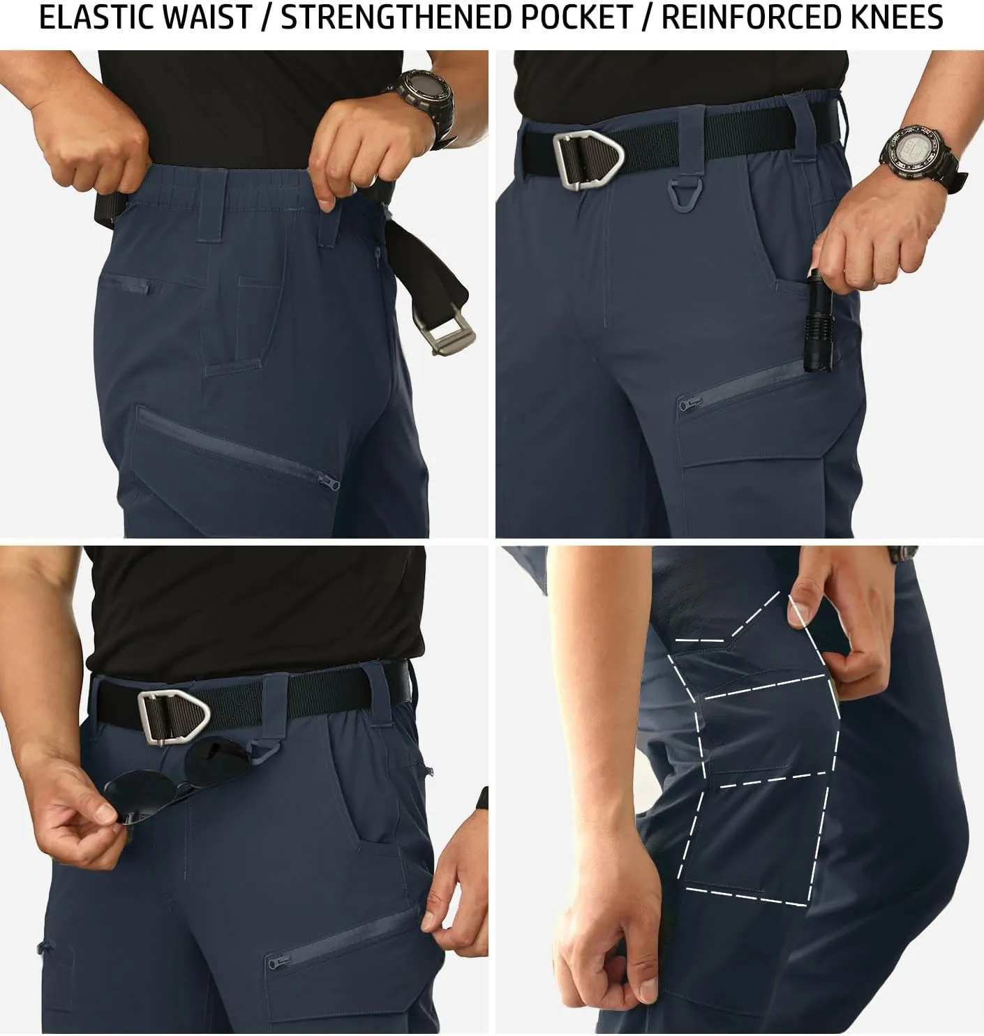 NAVEKULL Men's Lightweight Tactical Hiking Pants Quick Dry Stretch Multi-Pockets Outdoor Work Cargo Pants