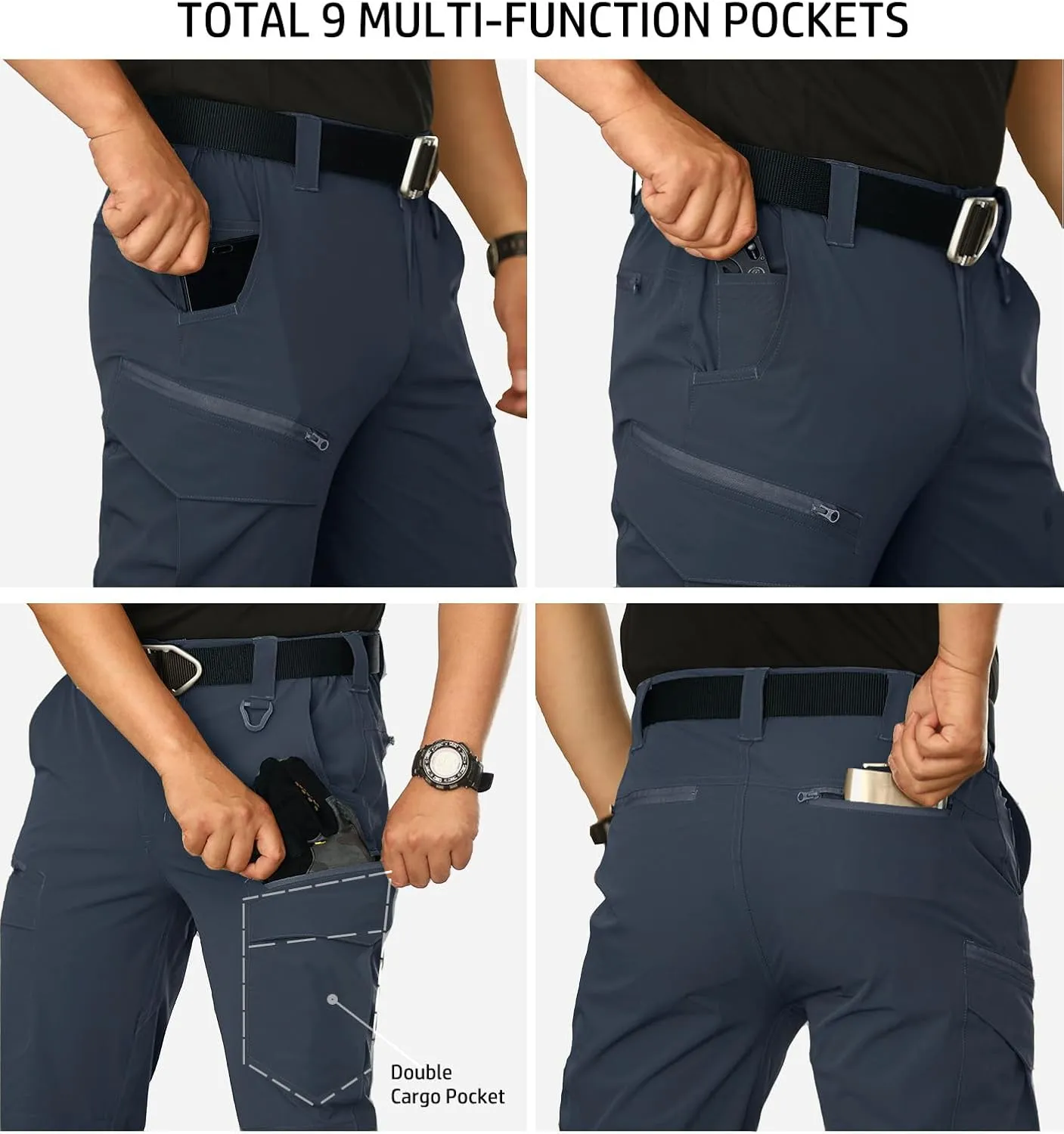 NAVEKULL Men's Lightweight Tactical Hiking Pants Quick Dry Stretch Multi-Pockets Outdoor Work Cargo Pants