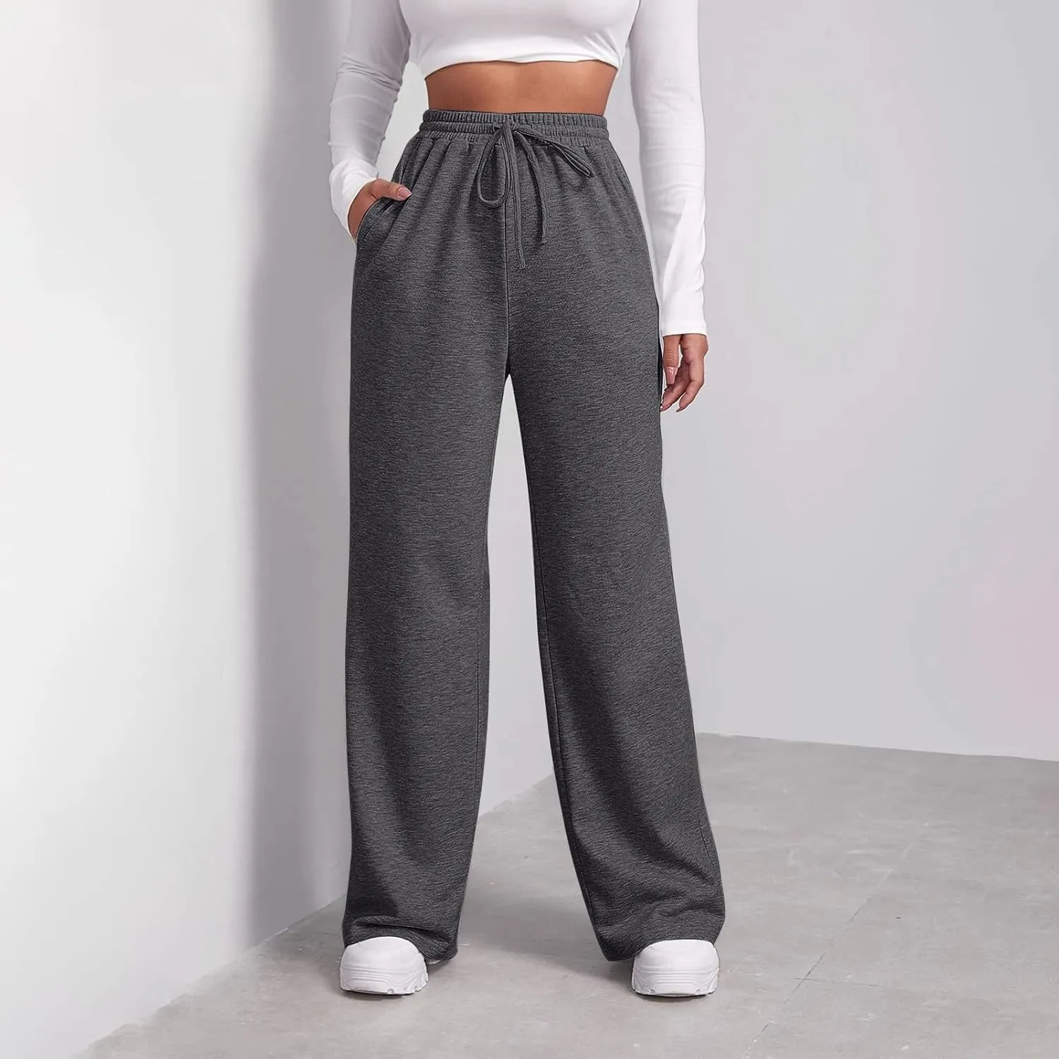 Pants for Women, Cotton Linen High Waist Wide Leg Pants Straight Summer