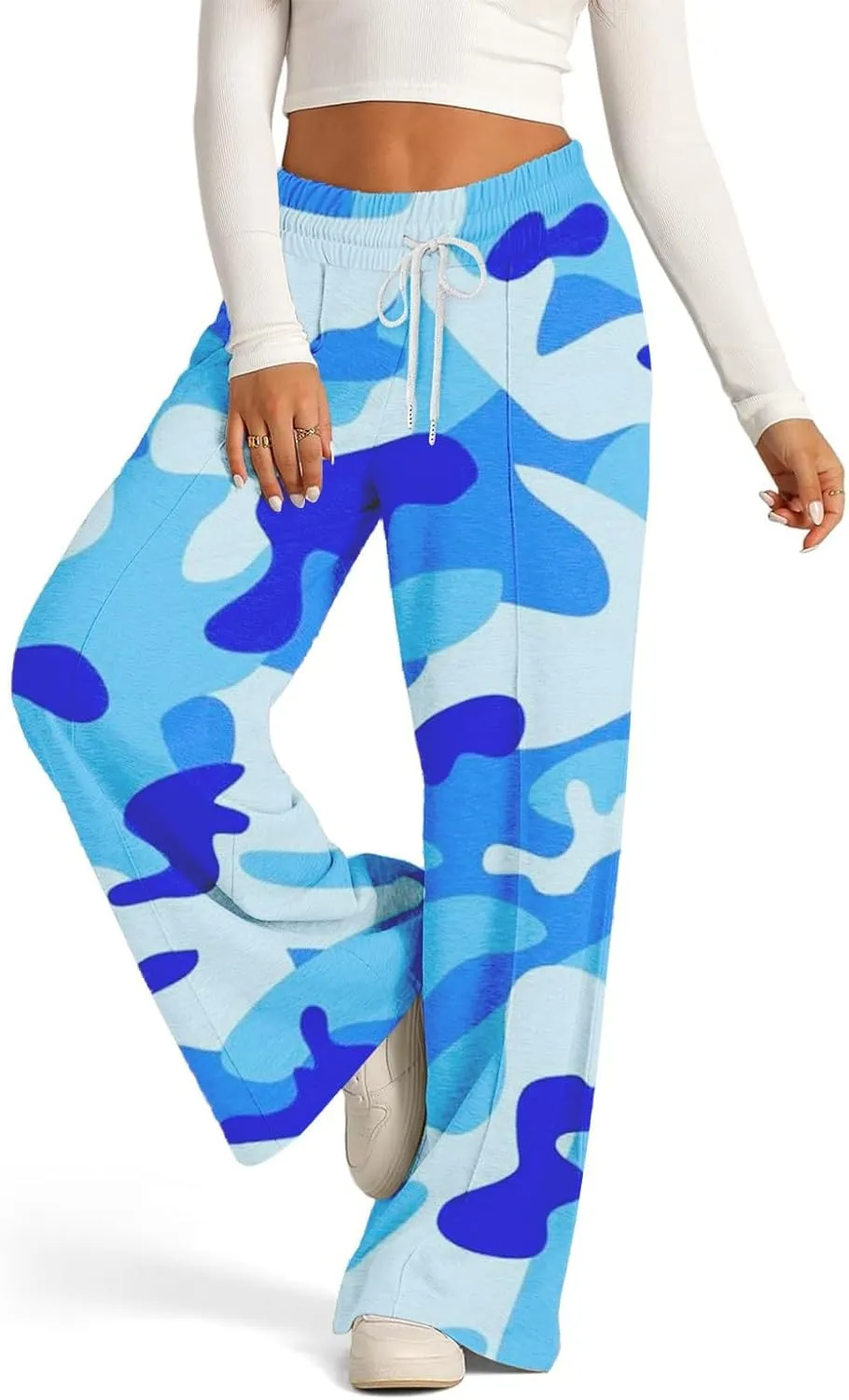 Pants for Women, High Waisted Wide Leg Summer Straight Linen Pants Sweatpants
