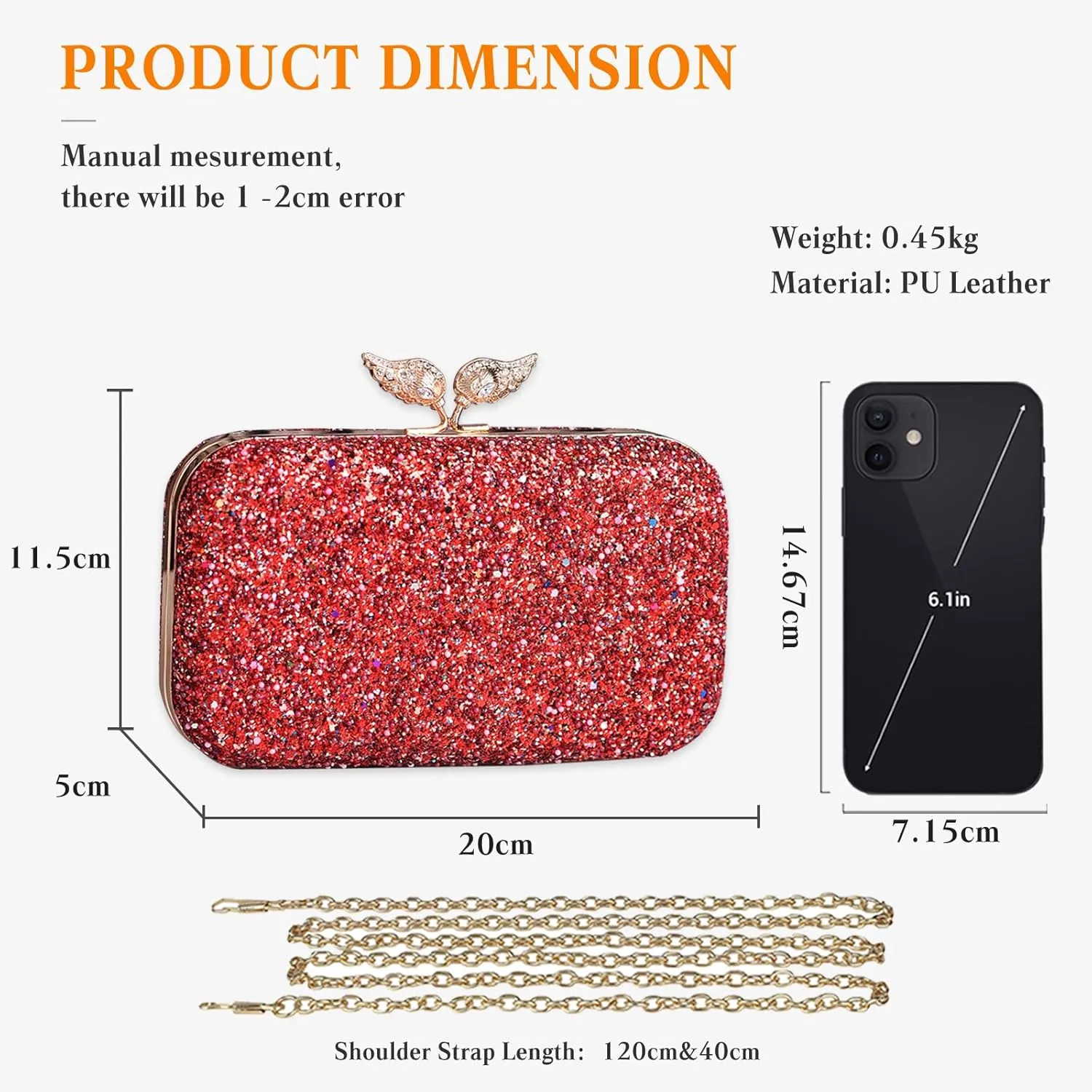 Pearl Evening Bag for Women Sequin Clutch Bag Beaded Handbag Bridal Wedding Purse Shoulder Bag with Detachable Chain