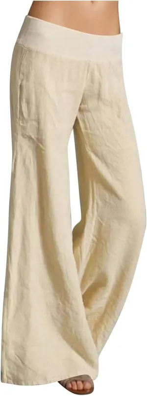 Plus Size Trousers for Women Drawstring Causal Solid Color Long Pants Summer Comfy Classic Basic Lounge Pants with Pockets