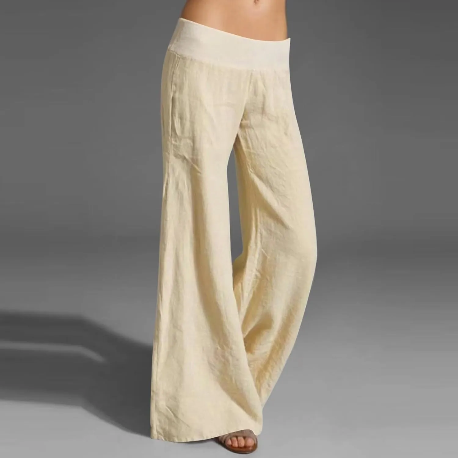 Plus Size Trousers for Women Drawstring Causal Solid Color Long Pants Summer Comfy Classic Basic Lounge Pants with Pockets