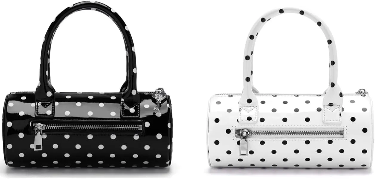 Polka Dot Purse East West Bag Mini Purses for Women Coquette Purse Vintage Purse Y2k Designer Bag 2000s (Black)