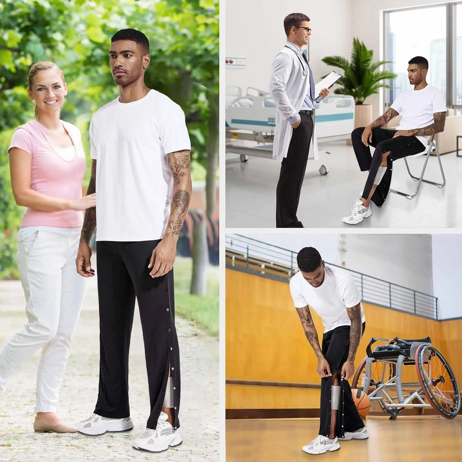 Post Surgery Tearaway Pants, Side Snap Pants for Fracture/Surgery Patients - Men's