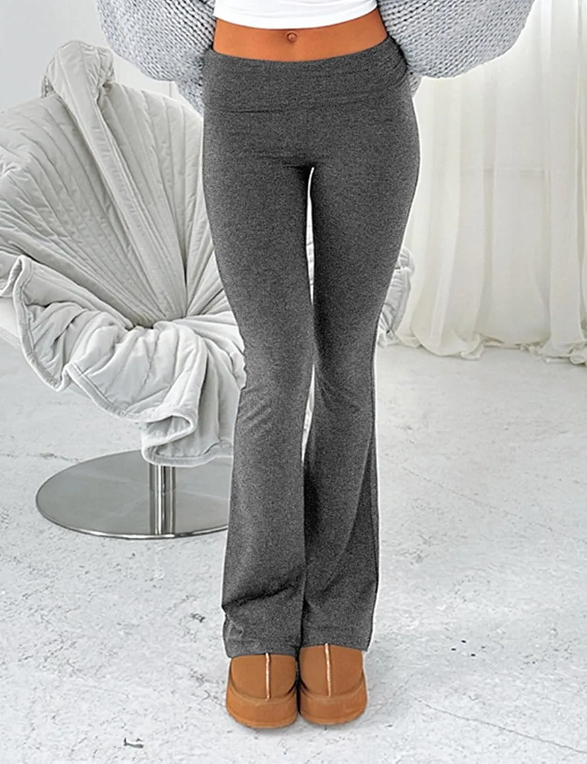 PRIVIMIX Women's Low Waisted Flare Leggings Bell Bottom Casual Lounge Bootcut Yoga Pants Sweatpants