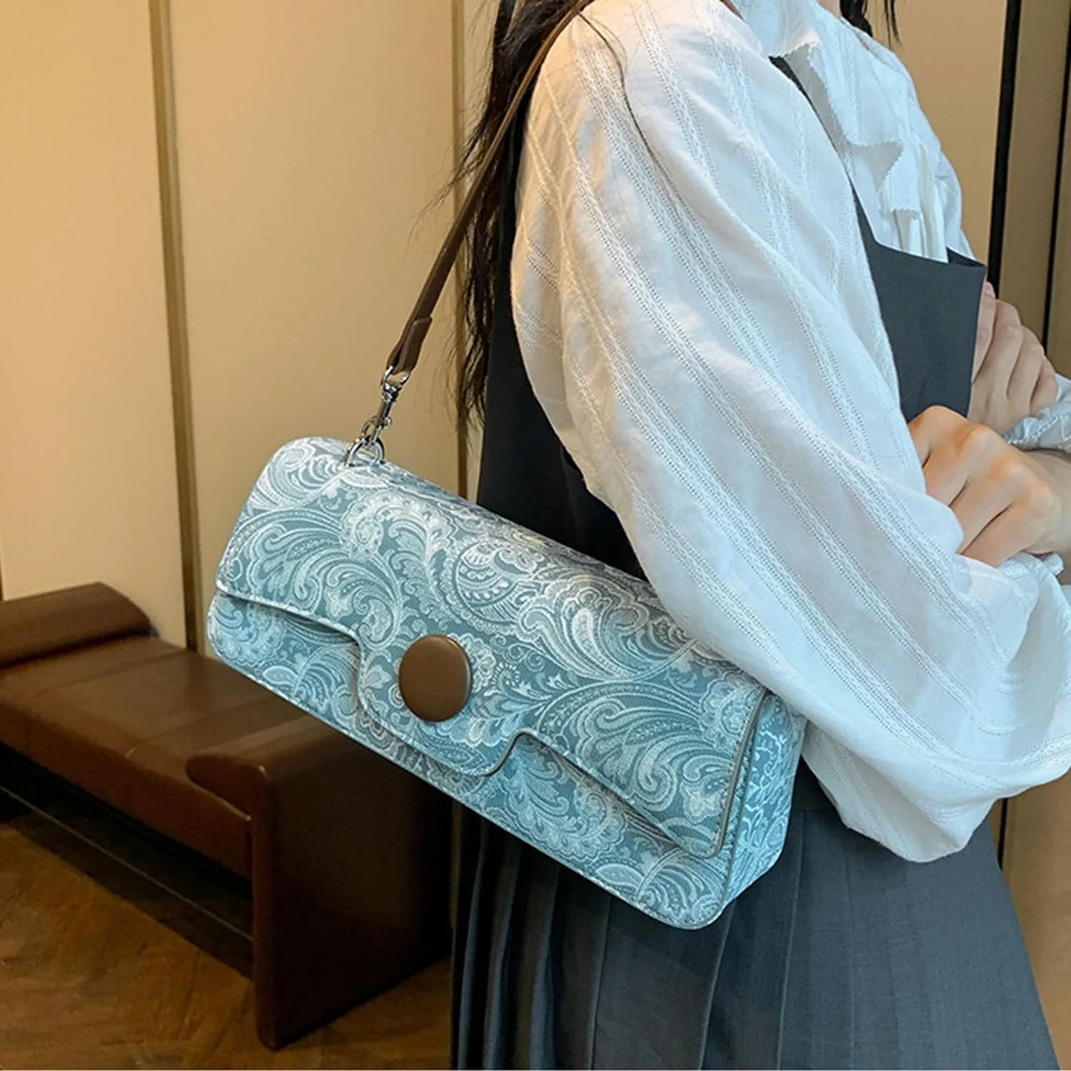 PU Leather Fashion Handbag Evening Clutch Shoulder Bag Vintage Crossbody Bag Clutch Purses for Women.