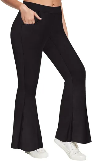 RITERA Plus Size Pants for Women Long Flared Pants Oversized Boot Cut Leggings Tummy Control Bell-Bottoms Basic Tight