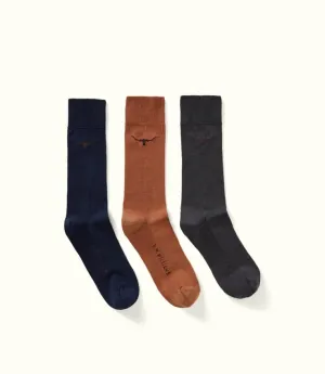 R.M.Willams Longhorn Socks 3 pack Mocha Indigo