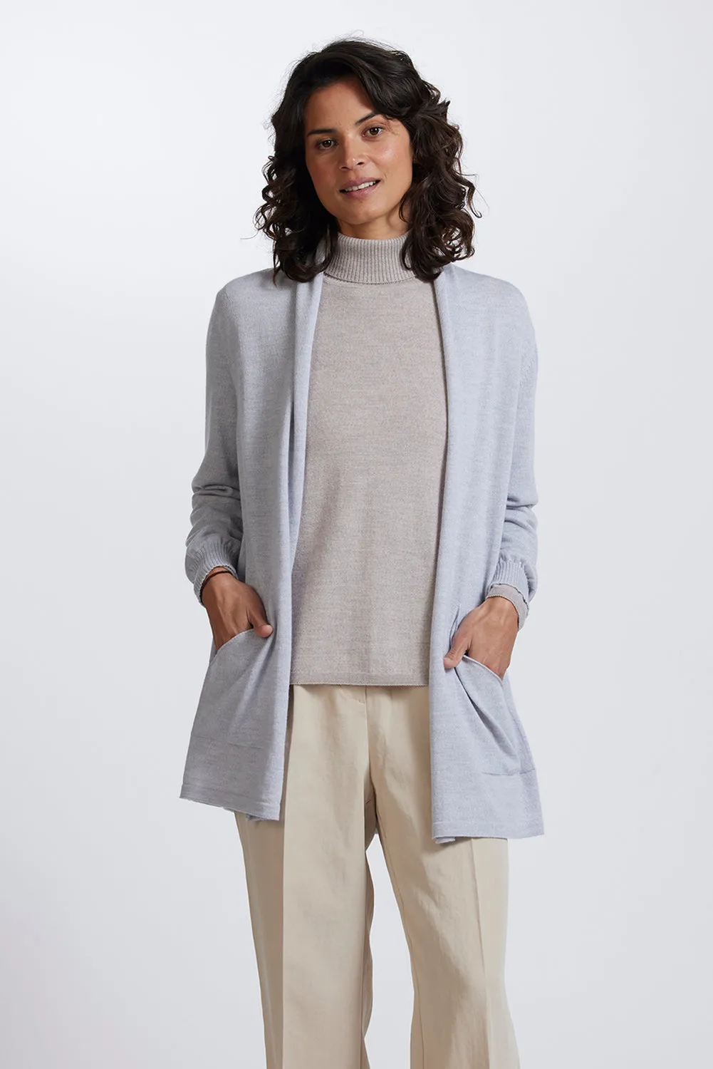 Royal Merino Open Front Long Cardigan RM2455