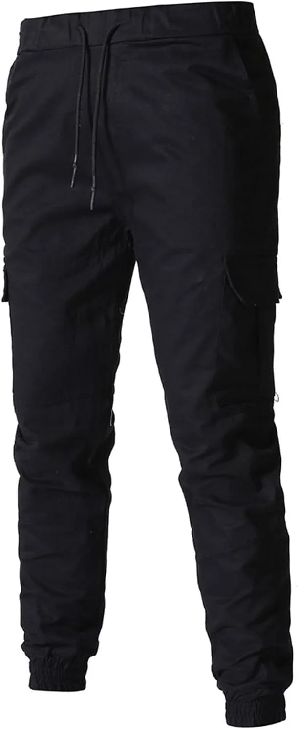 sdbrld Cargo Pants For Men Mens Outdoor Hiking Joggers Pants Solid Casual Mid Waist Drawstring Cargo Pants with Pockets