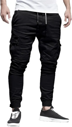 sdbrld Cargo Pants For Men Mens Outdoor Hiking Joggers Pants Solid Casual Mid Waist Drawstring Cargo Pants with Pockets