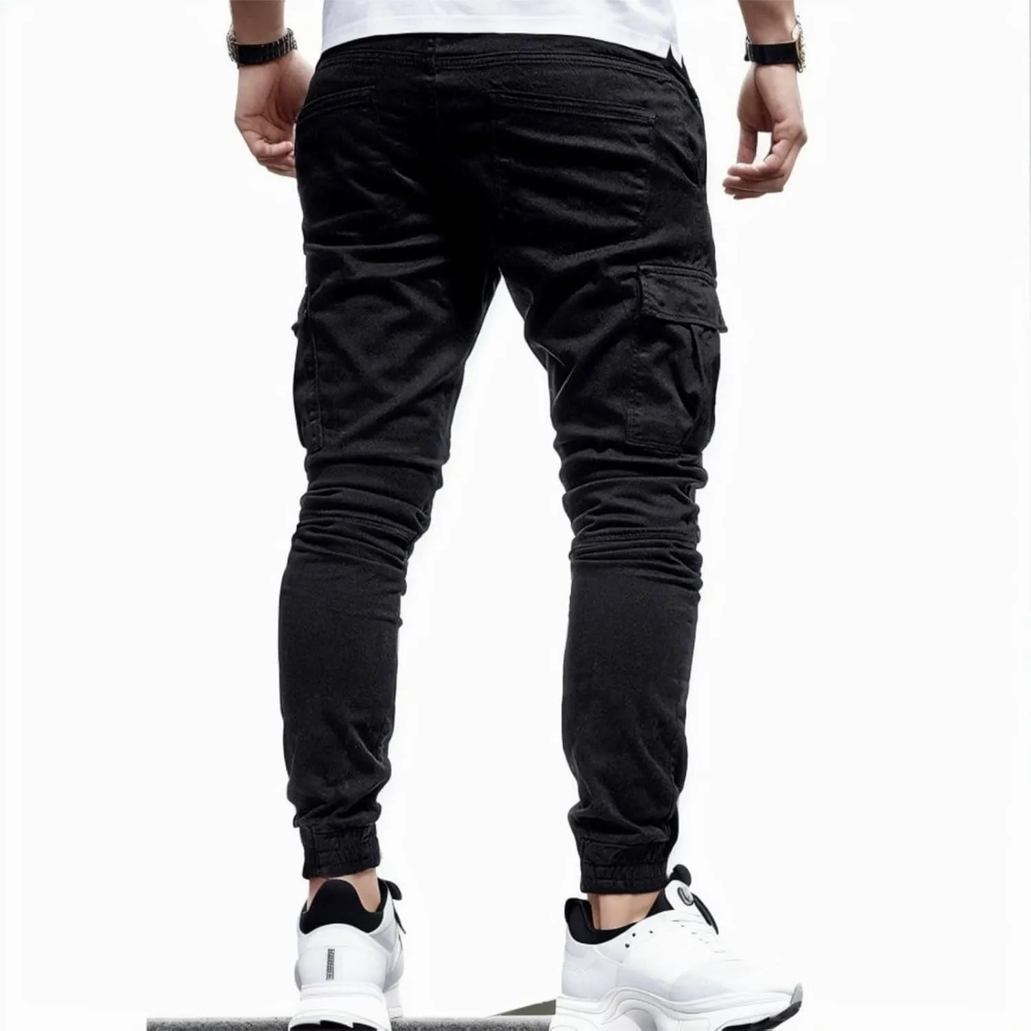 sdbrld Cargo Pants For Men Mens Outdoor Hiking Joggers Pants Solid Casual Mid Waist Drawstring Cargo Pants with Pockets