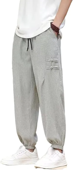 Spring Summer Pants Men Elastic Waist Casual Harem Pant Loose Sweatpants Traditional Chinese Trousers Pantalons