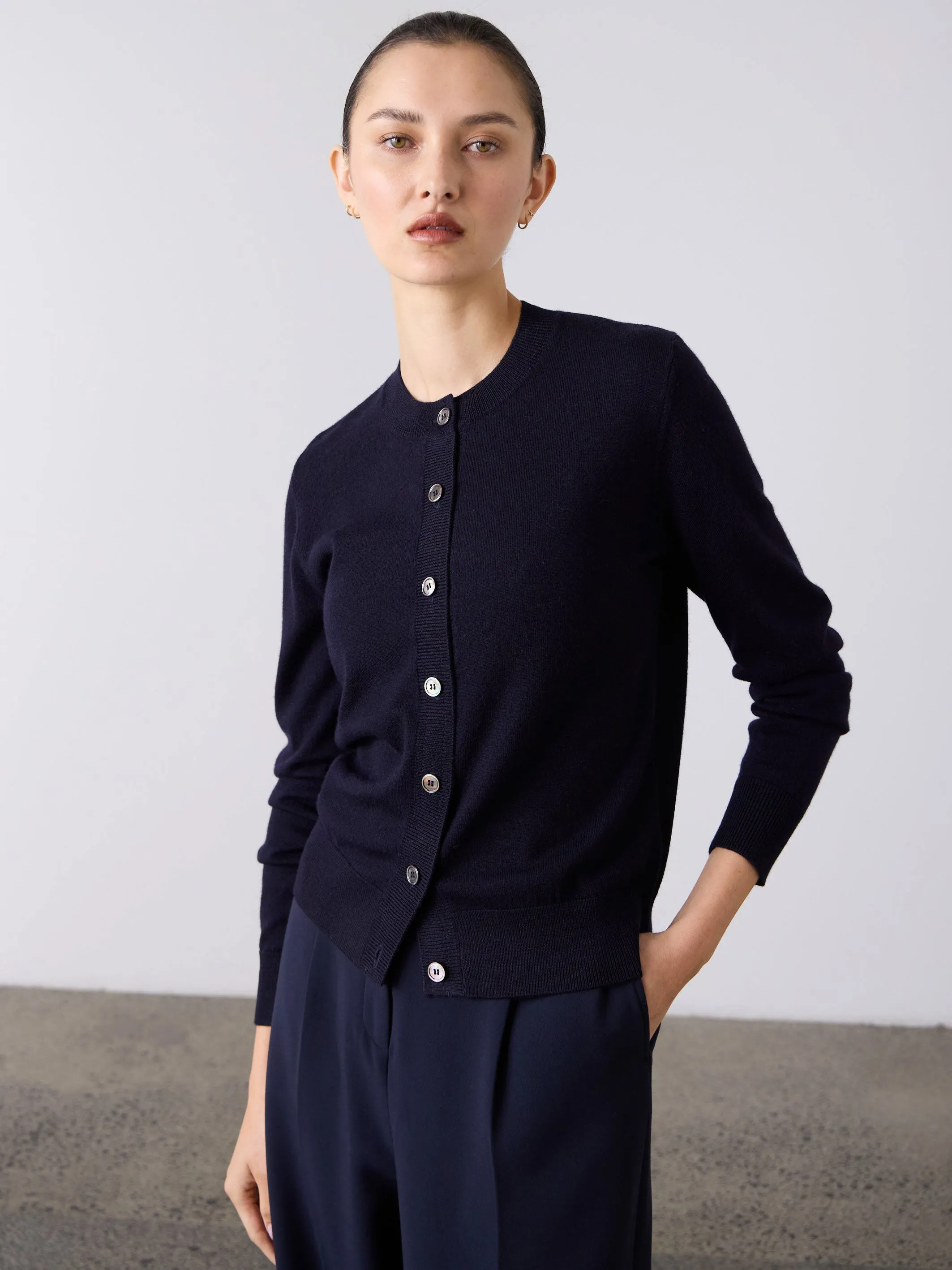 Sylvia Merino Cardigan - Navy